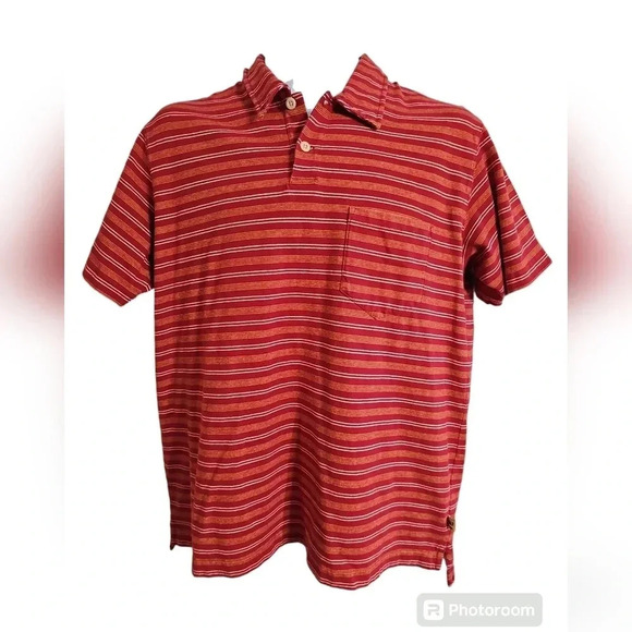 Abercrombie & Fitch Large 90s Y2K Red Yellow White SS Striped Polo Preppy Grunge - Picture 2 of 6